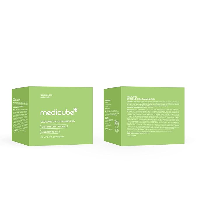 medicube Toner Pads Exosome CICA Tea Tree Calming Toner Pad for Sensitive Skin | Centella Asiatica for Redness, Breakouts | Low-irritating & Hydrating Care | Korean Skincare, 100 Pads (1 Pack)