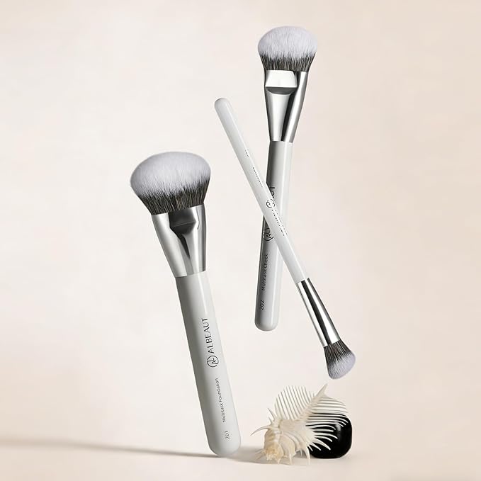 Makeup Brush for Foundation Concealer Blush Contour Liquid Cream Blending Angled Shape
