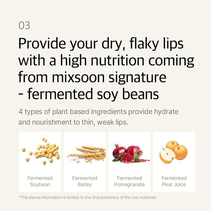 mixsoon Natural Bean Lip Mask Balm - Hydrated Lips, Softening, Fermented Bean and Shea Butter, Vegan Formula for Smooth Lip Balm 11g / 0.37 fl. oz. Korean Glass Skin Care