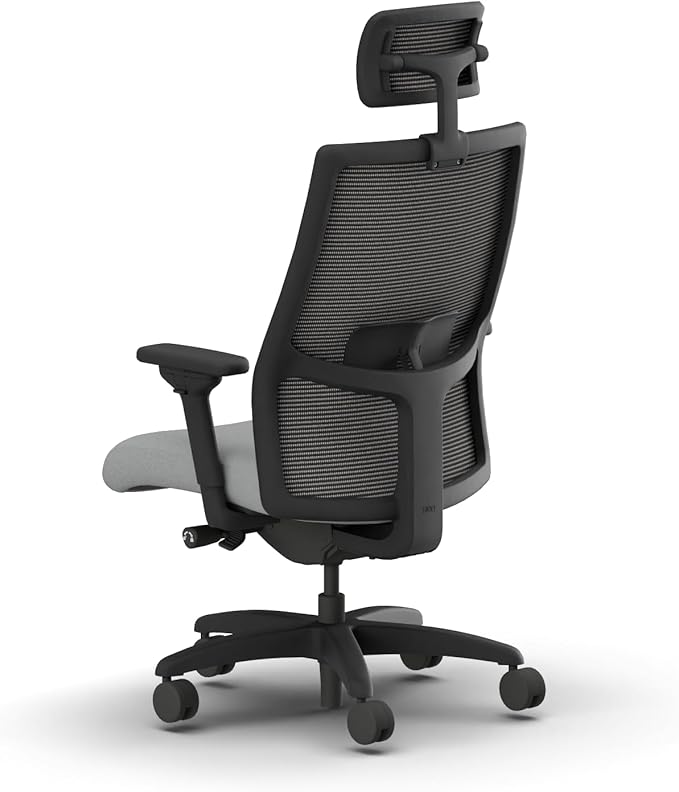 HON Ignition 2.0 Big and Tall Office Chair with Headrest, 450lbs Weight Capacity, Extra Wide Seat, Tilt Recline, Swivel Wheels, Heavy Duty Office Chair, Comfortable for Long Hours, Black Frame, Ash