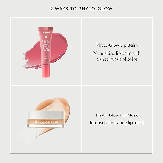 Naturium Phyto-Glow Lip Balm, Hydrating Lip Care with a Glossy Finish, 0.34 oz Petal
