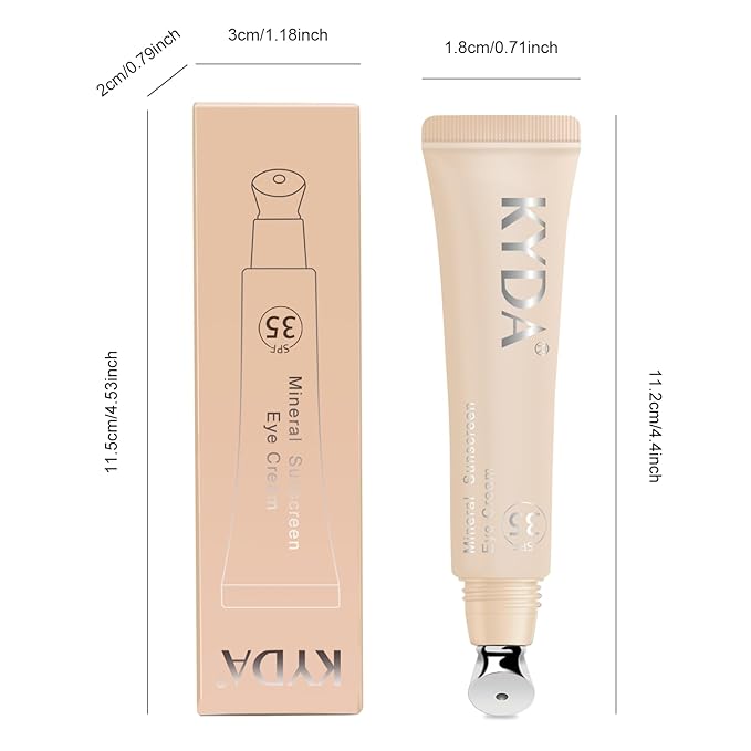 Mineral Sunscreen Eye Cream, SPF 35 3-in-1 Anti-Aging Sunscreen Under Eye Corrector for Smooth Eyelines Cover Dark Circle, Fine Lines Puffiness and Bags-02 Medium