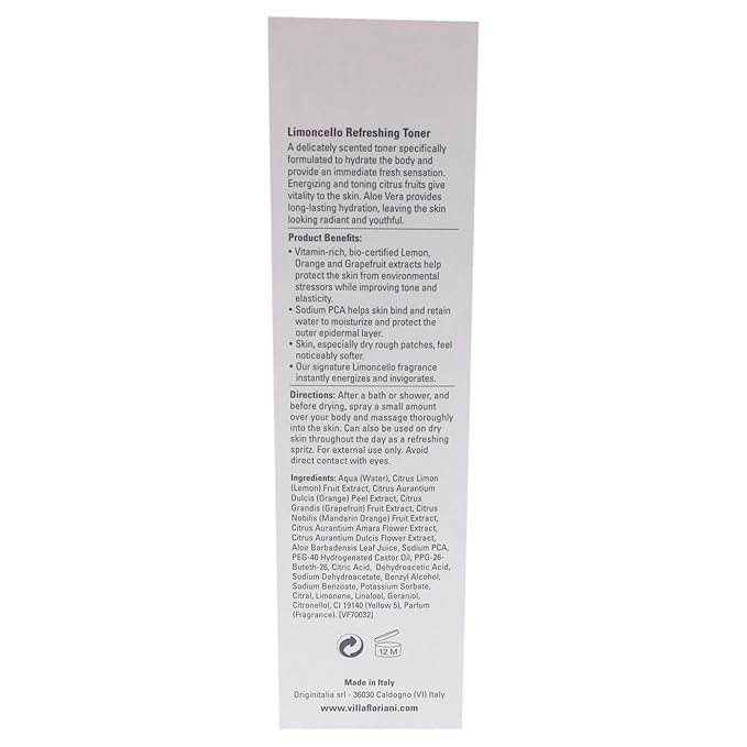 Villa Floriani Refreshing Toner - Limoncello Women Toner 5.07 oz