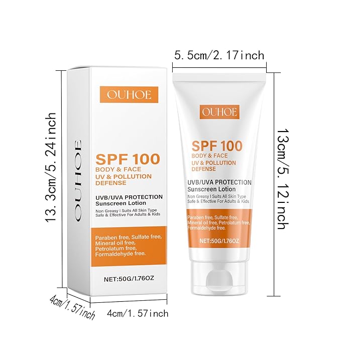 Antioxidant-Infused Sunscreen SPF 100 Broad Spectrum, Face & Body Oil-Free Oxybenzone-Free, Designed for Sun Sensitive Skin