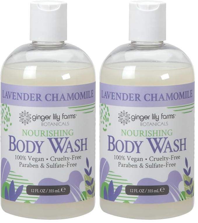 Ginger Lily Farms Botanicals Nourishing Body Wash, 100% Vegan & Cruelty-Free, Lavender Chamomile Scent, 12 Fl Oz (Pack of 2)