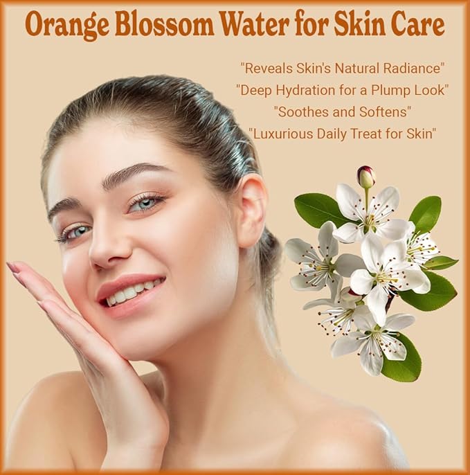 Orange Blossom Water, 1 Gallon, Organic, Steam-Distilled, Pure Floral Hydrosol, Facial Toner & Cleanser, with Sprayer. Natural Born Oils.