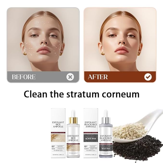 2pcs Black and White Rice Peeling, New Soft Rice Exfoliating Face and Body, Black and White Rice Exfoliant for All Skin Types, Gentle Peel & Deep Hydration