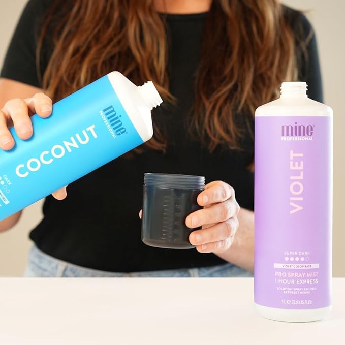 MineTan Spray Tan Solution | Coconut - Fake Tanning Mist Best for Dark Bronzed Glow Skin Finish, Fast Drying, 1 Hour Express, Hydrating, Salon Professional Formula, Vegan, 33.8 Fl Oz