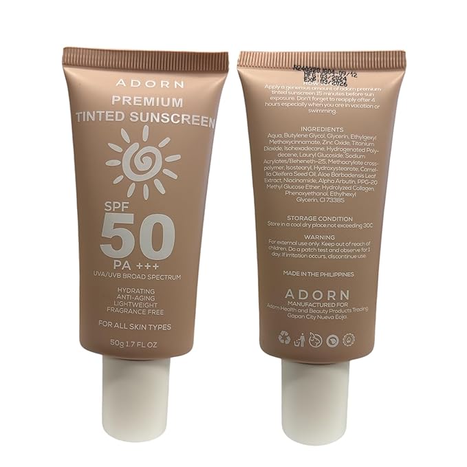 Generic Adorn Premium Sunscreen and Tinted Sunscreen, 50ml Each, 0.88 Ounce (Pack of 2)