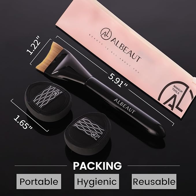 Liquid Foundation Brush Set 2pcs Air Cushion Puff for Cream/Liquid Formulas Portable Makeup Tools for Foundation Concealer Blush