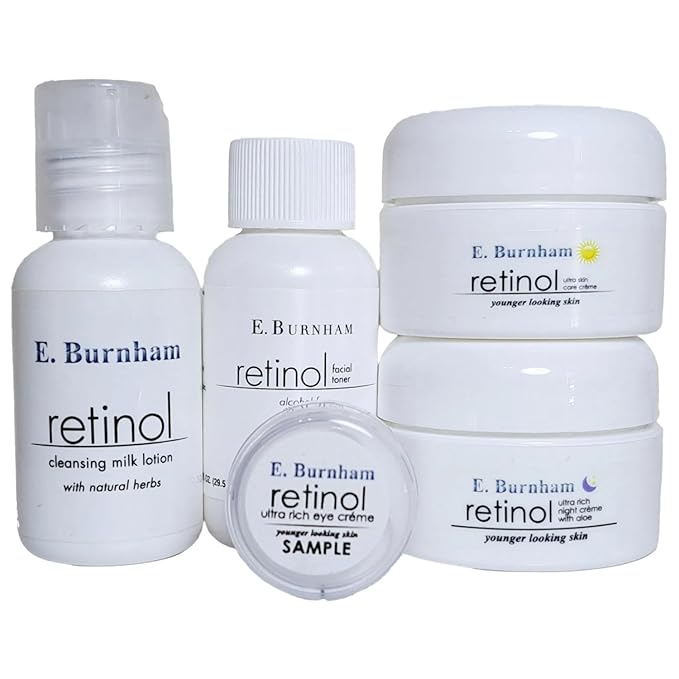 Retinol Beauty Trial/Travel Kit – 5 Piece Set with Retinol Cleansing Milk Lotion, Face Toner, Night Cream, Eye Cream and Day Cream