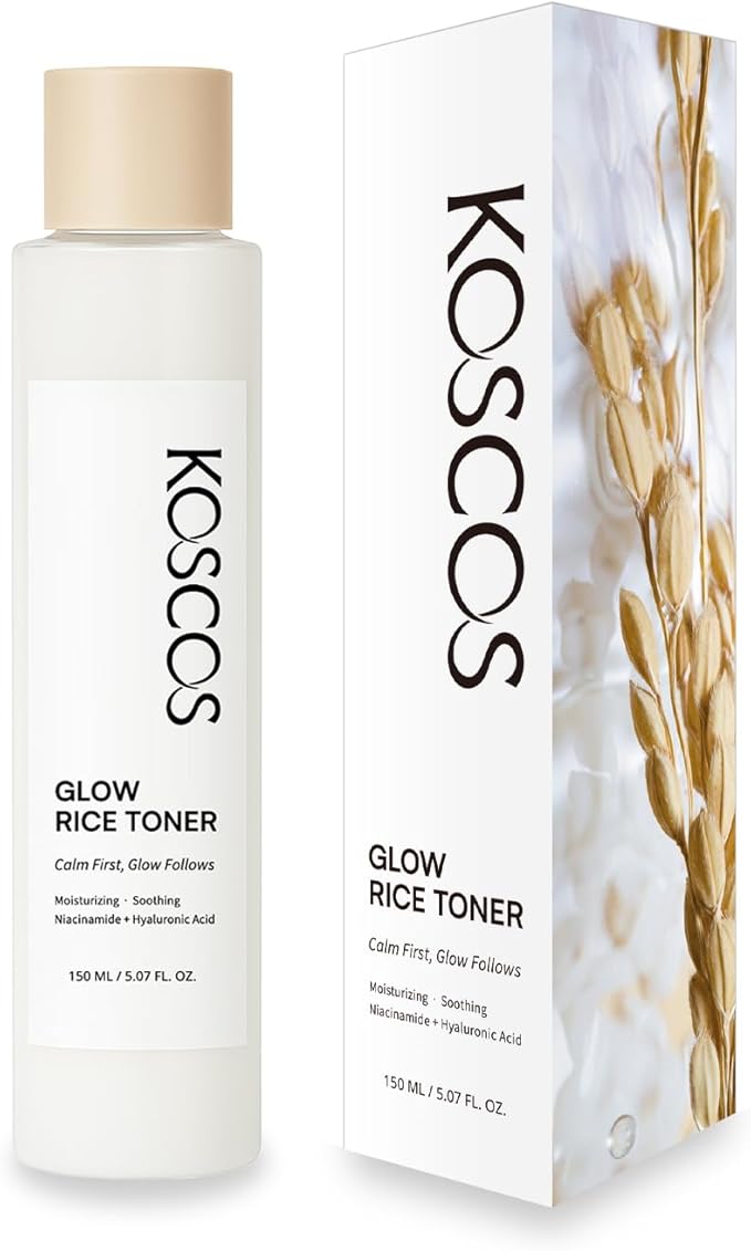 Glow Rice Toner, Milky Rice Water + 5-Layer Hyaluronic Acid Complex + Niacinamide, Korean Skin Care Moisturizing & Soothing Toner for Glowing Skin, 150ml / 5.07 fl.oz