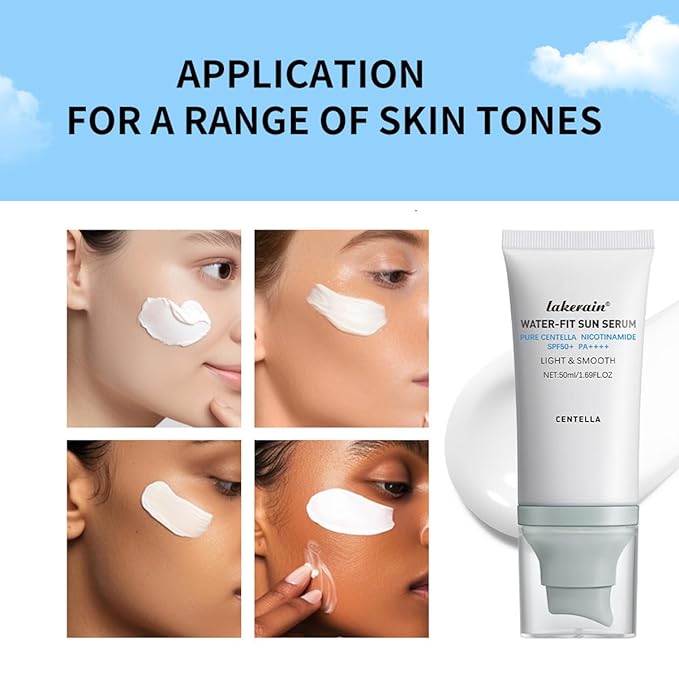 Centella Sunscreen SPF 50,Face Sun Screen Long-Lasting Protection,Madagascar Sunscreen, NO White Cast-Dry Oily Skincare,Moisturizing Non-ticky Centella Water-Fit Sun Serum for All Skin (2 PCS Blue)