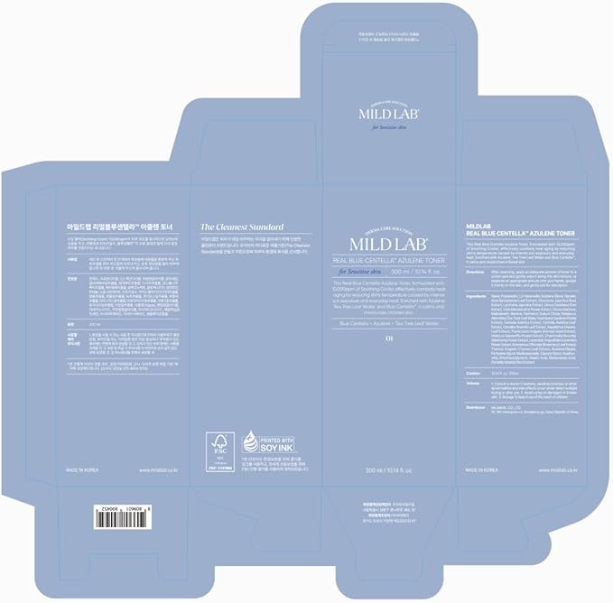 Real Blue Centella Azulene Toner | Calming & Hydrating Facial Toner for Oliy & Sensitive Skin with Azulene, Centella | Korean Skin Care (300 ml/10.14 fl.oz.)