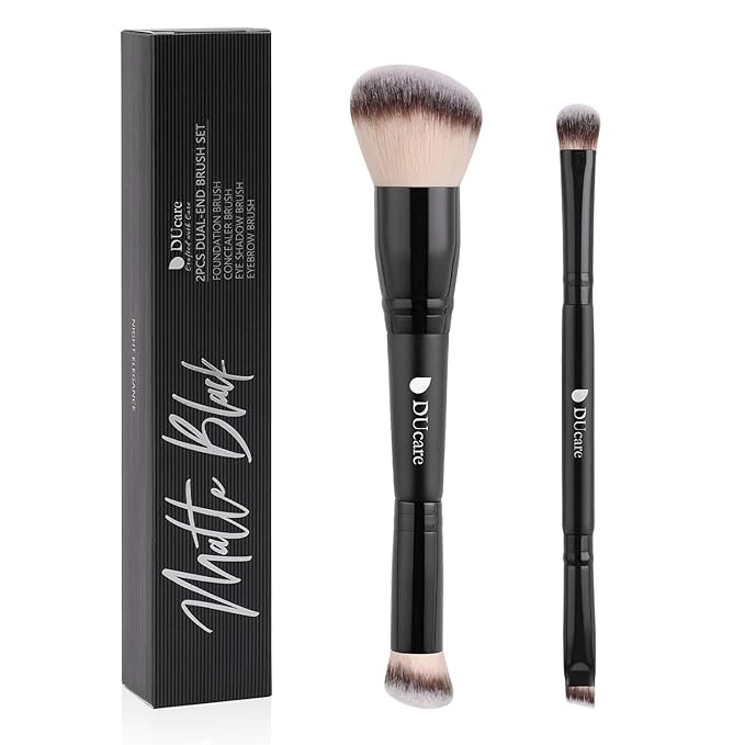 DUcare 2-in-1 Foundation Brush Concealer Brush Makeup Brushes Dual-ended Face Eyebrow Eyeshadow Brush for Liquid, Powder, Buffing, Blending, Contouring Foundation Make Up Brushes