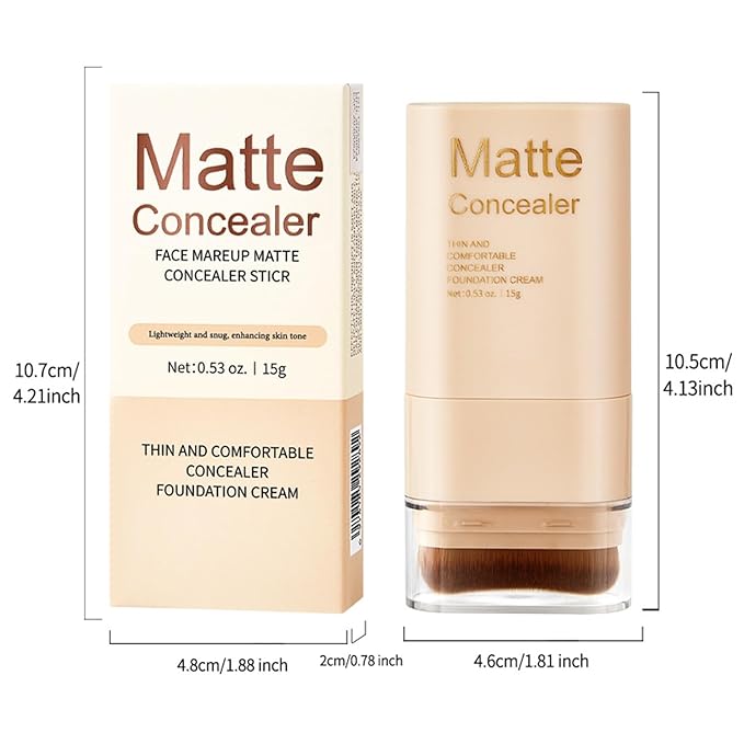 Foundation Stick, 2 in 1 Dual-Ended Eraser Contour Stick with Brush, Tinted Moisturizer, Skin Tint, Face Foundation, Radiant & Dewy Finish for Face Makeup, Sheer to Medium Coverage (#6)
