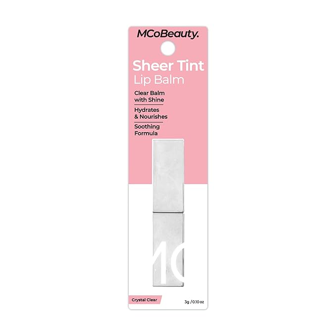 MCoBeauty Sheer Tint Lip Balm Clear - Tinted Lip Gloss Balm with Jojoba Seed Oil for Hydrated Glossy Lips - Buildable Transparent Color, Lip Care Moisturizer - Vegan Cruelty Free Lip Treatment