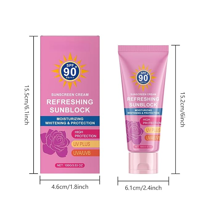 Sunscreen SPF 90, Sunscreen Lotion SPF 90 PA+++ Sun Screen Protector Under Makeup Cream Waterproof Sweat-Proof Moisturizing Skin for Face & Body