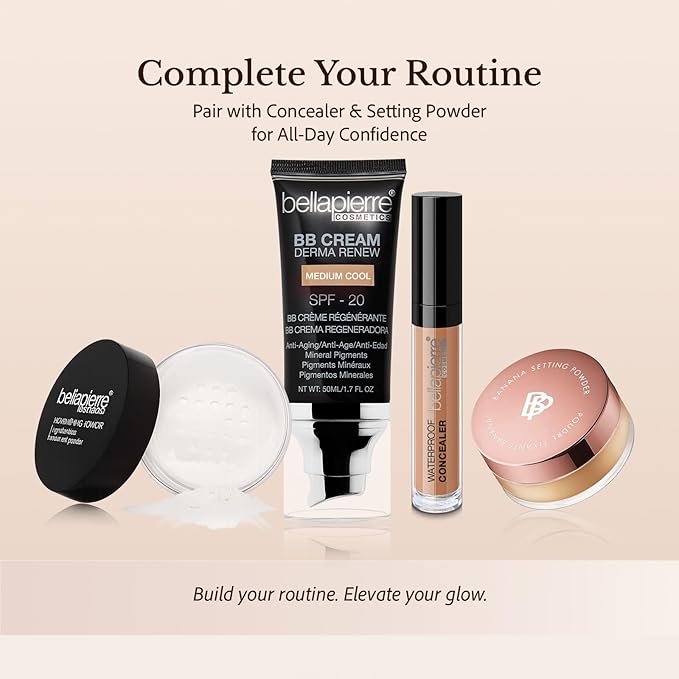 Bellapierre BB Cream SPF 20 – Mineral Sunscreen & Liquid Foundation, Lightweight Face Moisturizer with Buildable Coverage, Matte Finish, Non-Toxic, Paraben-Free, Cruelty-Free – 1.7 oz - Dark Cool