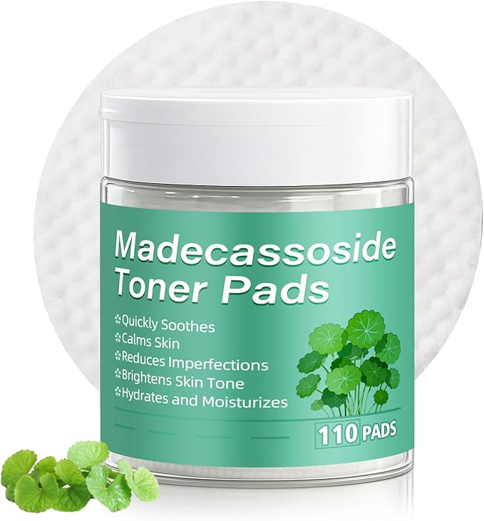Madecassoside Toner Pads|Soothe Redness,Strengthen Barrier & Refine Pores with Centella Asiatica,Caffeine + Niacinamide, 110 Pads for All Skin Types