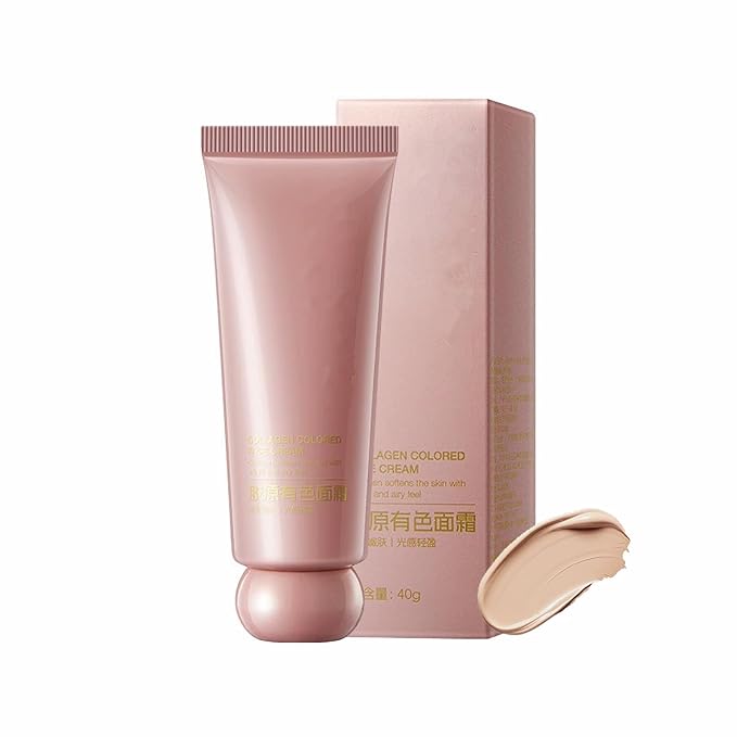 Collagen Tinted Moisturizer - Dewy Bare Tinted Foundation Hydrator Second Skin 2-Minute Natural Makeup Routine, Tinted Face Cream Lightweight Buildable Coverage Non-Greasy Glow Booster