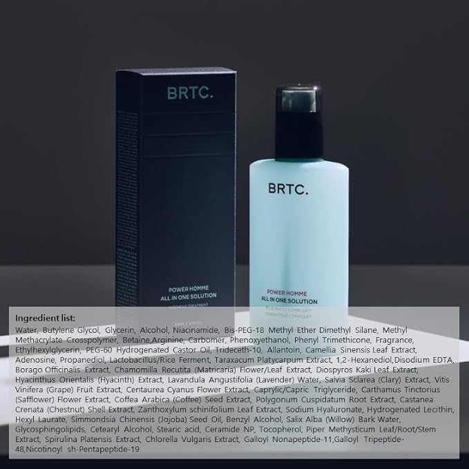 BRTC Power Homme All in One Solution | Men's Face Moisturizer | 3-in-1 (Toner+Lotion+Essence) | Sebum Control, Korean Skincare (200ml, 6.76 fl.oz)