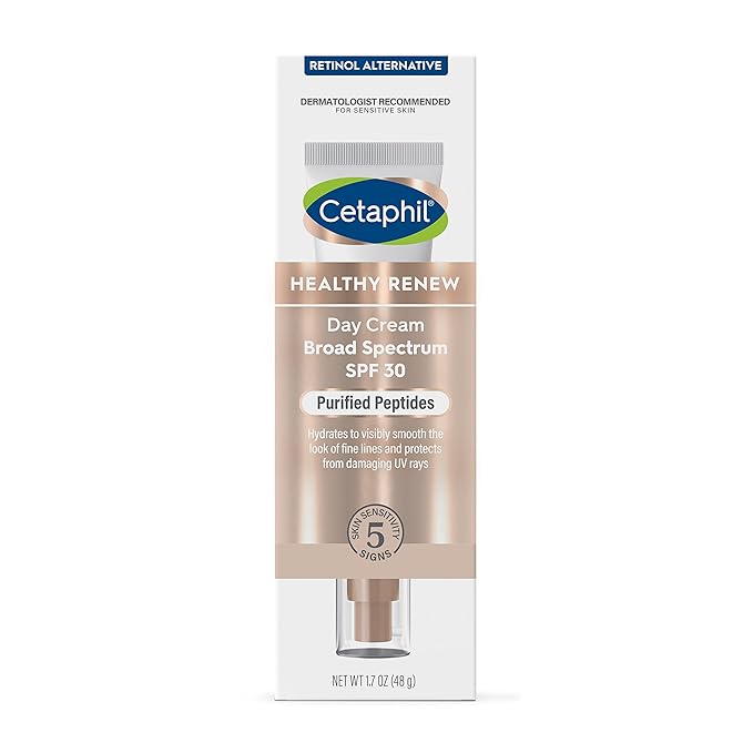 Cetaphil Healthy Renew Moisturizing Day Cream 1.7 Oz, Daily Moisturizer with SPF 30, Skin Tightening Anti Wrinkle Cream for Face with Peptides, Fragrance Free, Retinol Alternative For Sensitive Skin