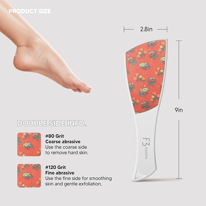 S-Line Emery Foot File, Colossal Double-Sided Pedicure Tool, Effective for Cracked Heel, Ergonomic Design for Easy Grip (Pattern)