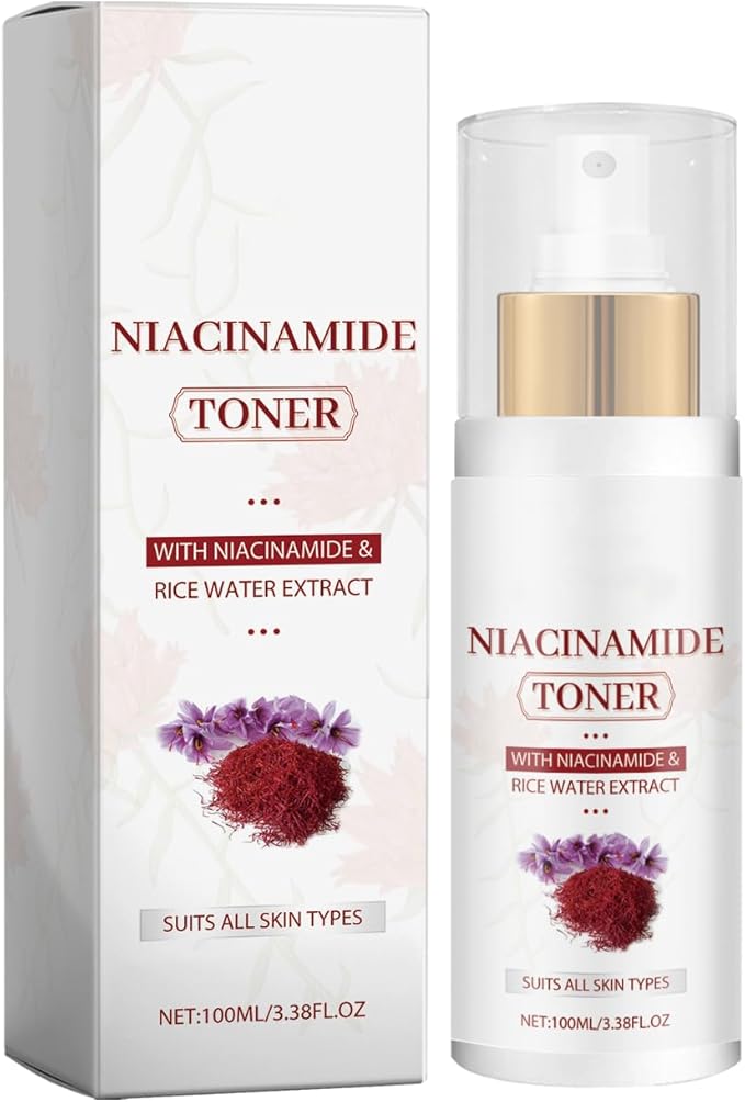 Niacinamide & Rice Water Toner, with Hyaluronic Acid & Panthenol, Hydrating Facial Essence for All Skin Types, Helps Improve Skin Texture & Radiance, 3.38 fl oz