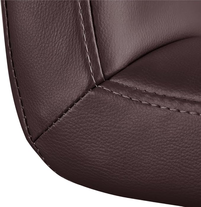Yaheetech PU Leather Mid-Back Task Desk Chair Modern Adjustable Swivel Home Office Chair with Smooth Casters Brown