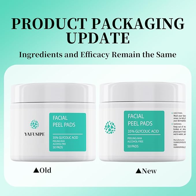 Glycolic Acid Toner Pads 35% AHA Facial Resurfacing Exfoliate Salicylic Acid Exfoliating Face Wipes Chemical Peel Exfoliant Peeling Glycolic Peel Pad for Wrinkles Acne Blemish 50 Pads