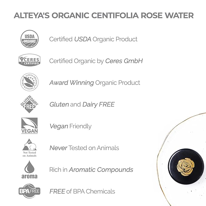 Alteya Organic Centifolia Rose Water 500ml - 100% USDA Certified Organic Big Bottle Authentic Pure Rosa Centifolia Flower Water Steam-Distilled and Sold Directly by The Rose Grower Alteya Organics