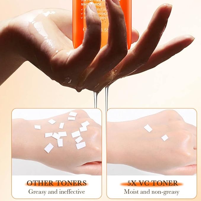 5X Vitamin C Toner, Hyaluronic Acid Facial, Suitable for Face, Arms, and Legs, Natural Ingredients, Powerfully Moisturizing, Face for Sensitive Skin (Face Vitamin C Toner for Women Anti Aging)