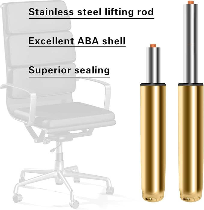 Adjustable Height Gas Lift Cylinder for Office Chairs, Universal Size, Heavy Duty, Gold
