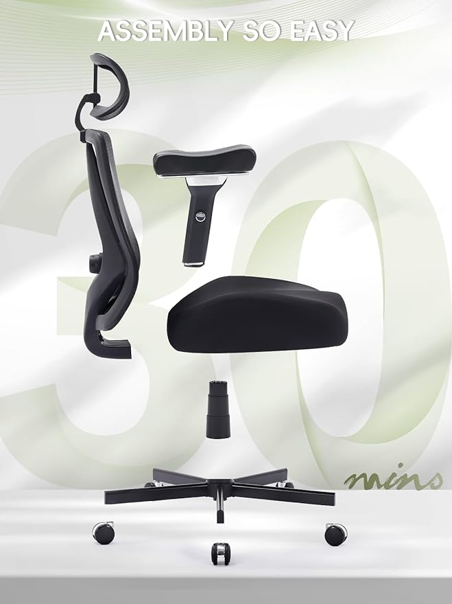 Big and Tall Office Chair 550lbs, Ergonomic Desk Chair with W Thick Cushion&4D Armrest, Executive Mesh Desk Chair with Adjustable Lumbar Support, 2D Headrest, Swivel Task Chairs for Home Office Gaming