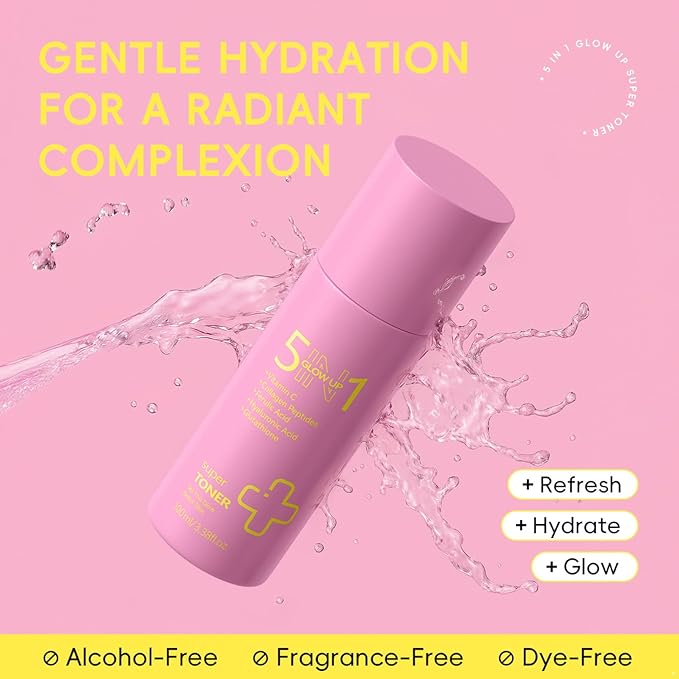 Facial Toner Mist 100ml, Hydrating Essence Water for Face, Gentle Daily Balancing Treatment for Even Texture Pink One Size