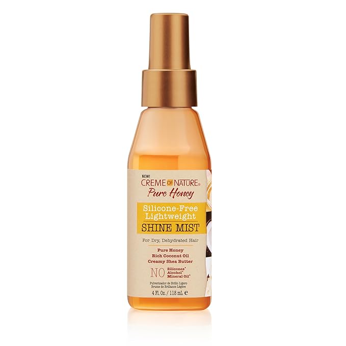 Creme of Nature Pure Honey Silicone-Free Lightweight Shine Mist for Dry, Dehydrated Hair, 4 Fl Oz (Pack of 3)