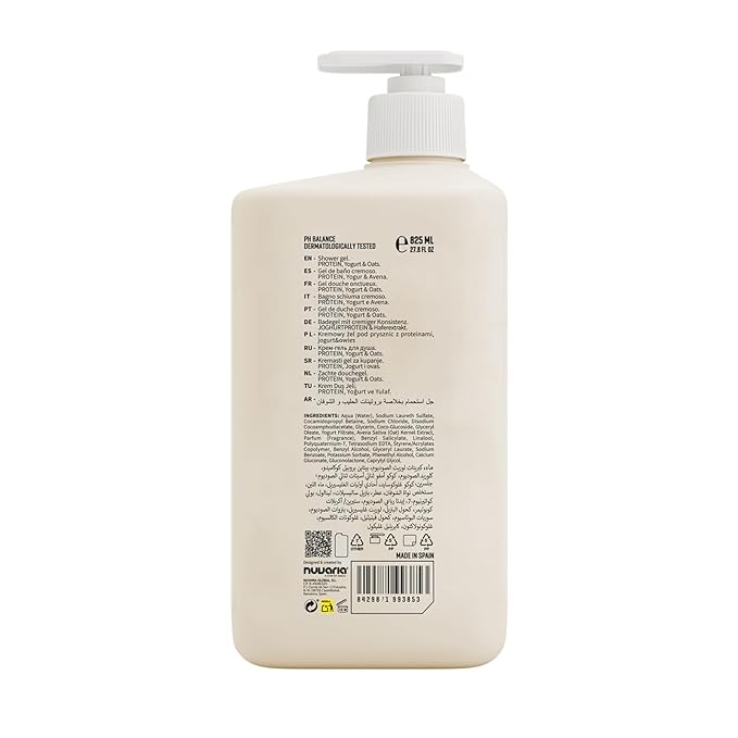 Dicora Urban Fit Shower Gel - Creamy Body Wash Women and Men - Gentle Body Wash with Natural Ingredients - Protein Yogurt and Oats Avena - 27.8 oz