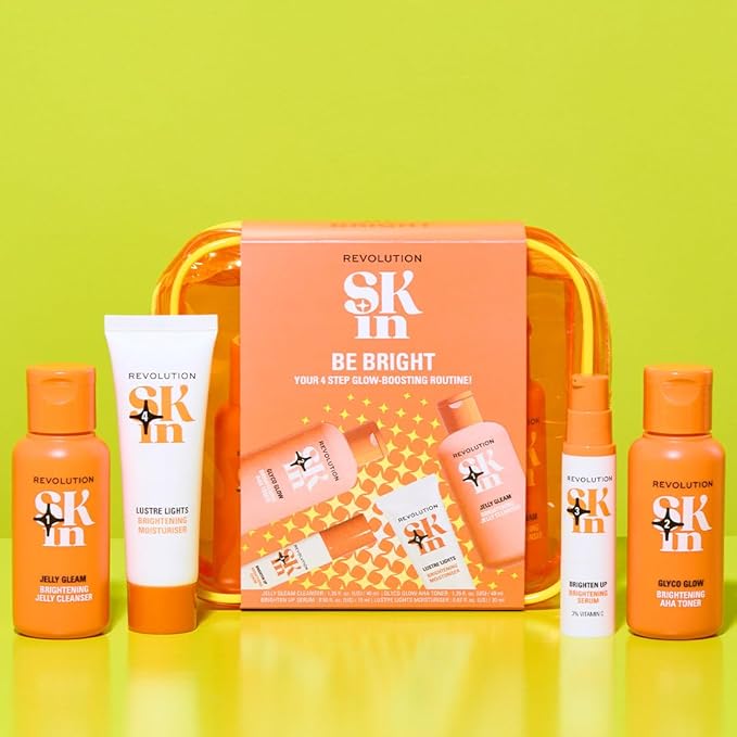 Revolution Skin, Be Bright 4 Step Starter Kit, Skincare Set with Cleanser, Toner, Serum & Moisturizer, Vegan & Cruelty-Free, 4 Mini Products
