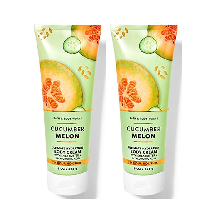 Bath & Body Works Cucumber Melon Ultra Shea Body Cream, 8oz Each, Pack of 2 (Cucumber Melon)