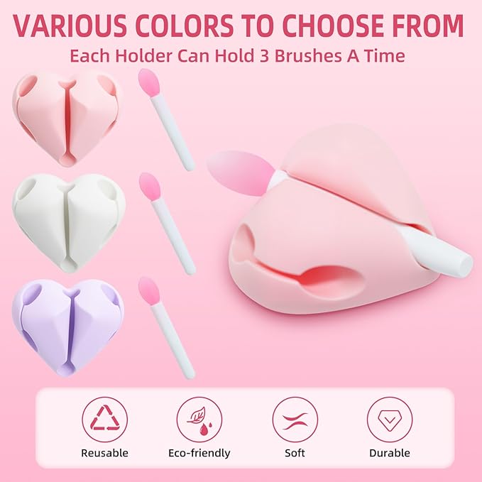Spatula Holder Compatible with Laneige Lip Mask-3 Holers and 3 Spatulas,Protective Silicone Brush Holder Topper Compatible with Laneige Lip Mask Applicator