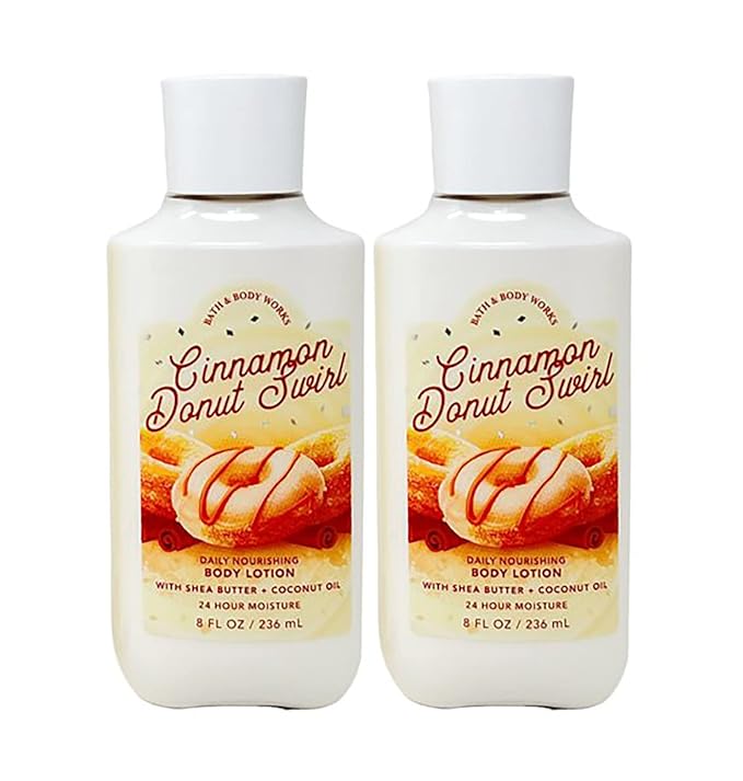 Bath & Body Works Bath and Body Works Cinnamon Donut Swirl Super Smooth Lotion Sets Gift For Women 8 Oz -2 Pack (Cinnamon Swirl) 16 Fl Oz, 1.0 pounds