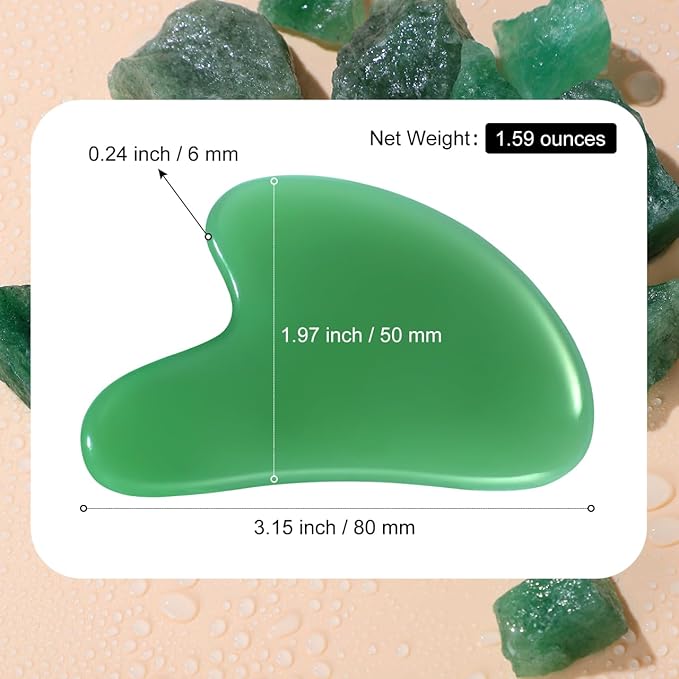 Rosenice Gua Sha Facial Tools: 2 Pcs Jade Stone Guasha for Face Skincare Sculpting Tool, Jawline Sculpting Massager for Puffiness Reducing