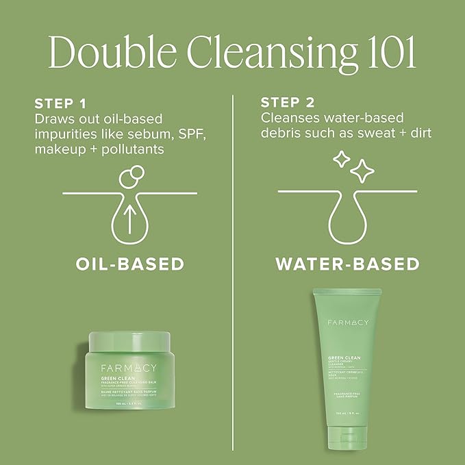 Farmacy Sensitive Skin Makeup Remover Cleansing Balm - Green Clean Waterproof Makeup Remover Balm + Oil Cleanser for Face - Melts Make Up + SPF - Hydrates + Softens Skin - Fragrance Free (200ml)