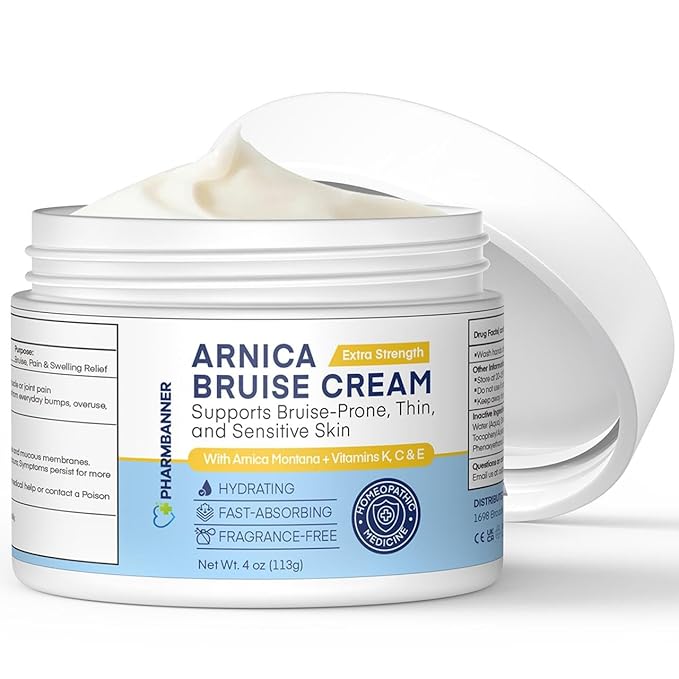 Arnica Bruise Cream Extra Strength – Fast-Acting Arnica Montana with Vitamins K, C & E for Bruising, Swelling, Discoloration & Thin Skin – Hydrating Moisturizer for Face & Body – 4 oz