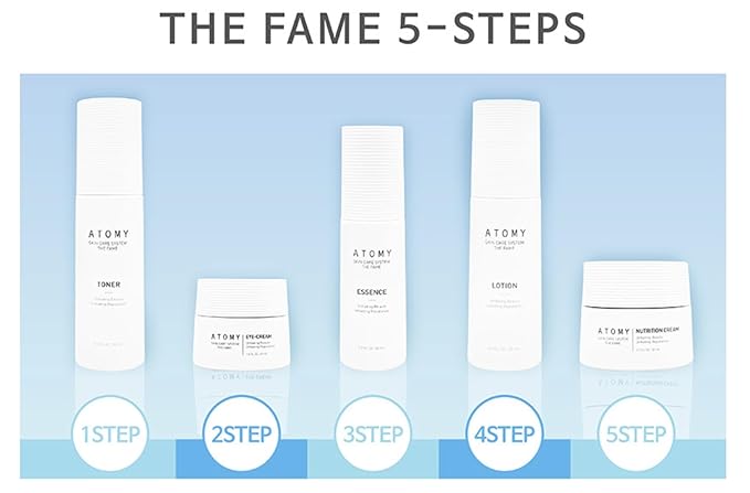 The Fame Skin Care System 1 SET/Daily Hydration Routine Kit Including Toner, Lotion, Essence, Eye Cream & Nourishing Cream – Lightweight Moisturizing Facial Care Set for All Skin Types