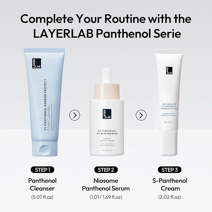 LAYERLAB S-Panthenol Intensive Facial Moisturizer, 7% Panthenol & 10% Squalane for Dry, Sensitive Skin, Moisture Barrier Support & Visibly Calms Redness, Korean Skincare Face Cream 60ml, 2.02fl oz.