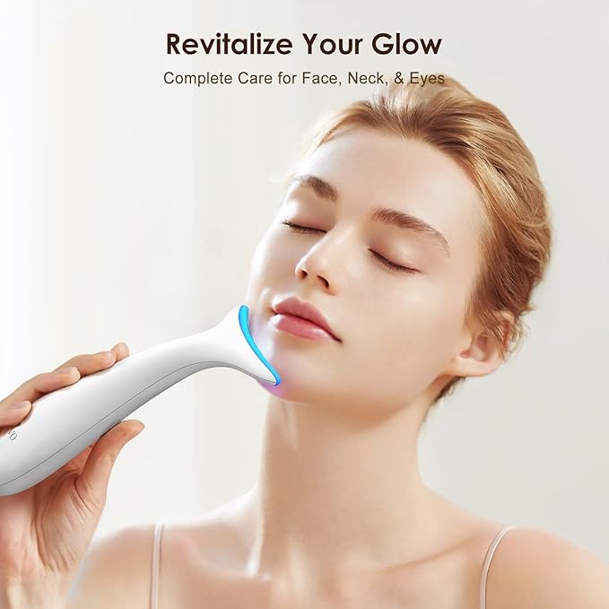 Facial and Neck Massager for Face, Neck - Skin Lifting & Firming - Wrinkle & Dark Circle Reducer - at Home Skin Care Face Sculpting Tool and Neck Massager-Milky White