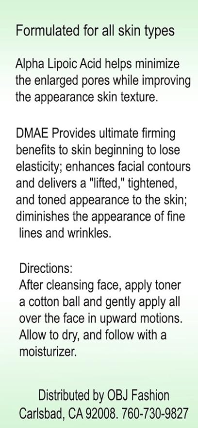 DNA Code-DMAE+Alpha Lipoic Facial Firming Toner, Restore Skin Collagen & Elastin, Hydration, Pore Minimize
