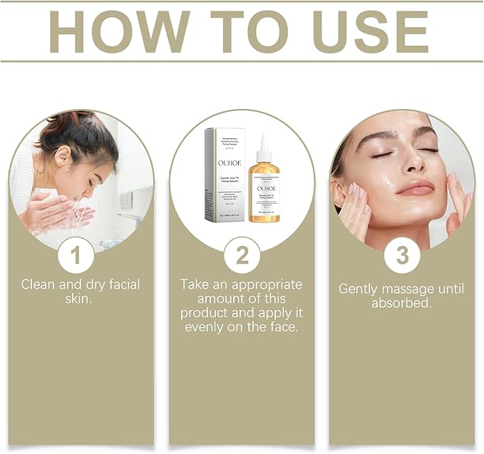 Glycolic Acid 7% Toning Solution, Gentle & Refreshed OUHOE Glycolic Sour 7% Toning, Glycolic Sour 7% Toning, Soothes and Hydrates the Skin, Exfoliating Serum for Face, Astringe Pores (2pc)